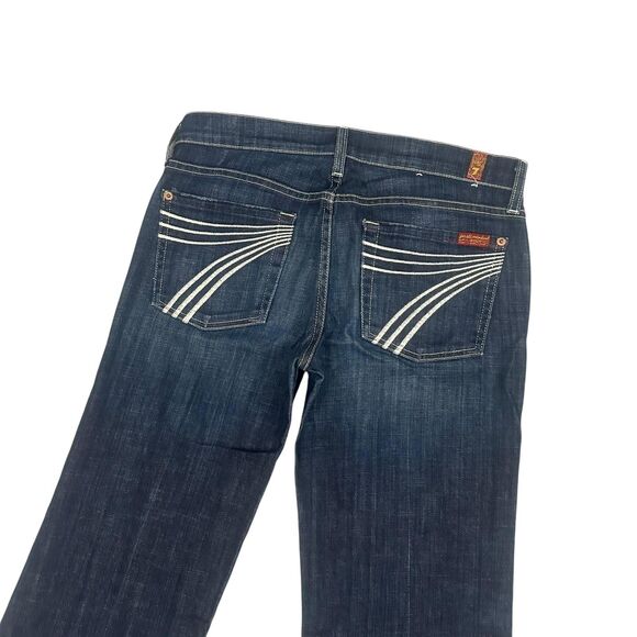 7 For All Mankind Dojo Jeans Womens 30 x 33 Dark Wash Wide Leg Flare Made USA - Picture 1 of 14